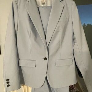 Women’s Light Blue Blazer + Cropped Suit Pants